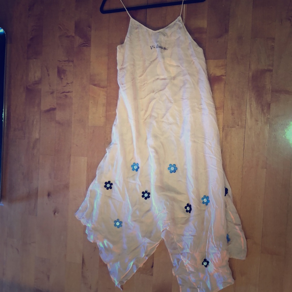 Adorable pink silk strap dress with flowers